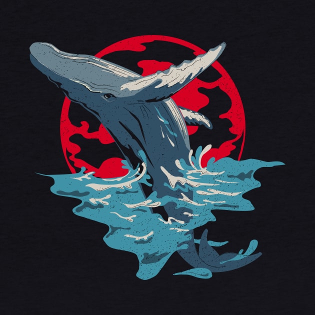 Whale Art - Humpback Whale Breaching Anime Style by bangtees